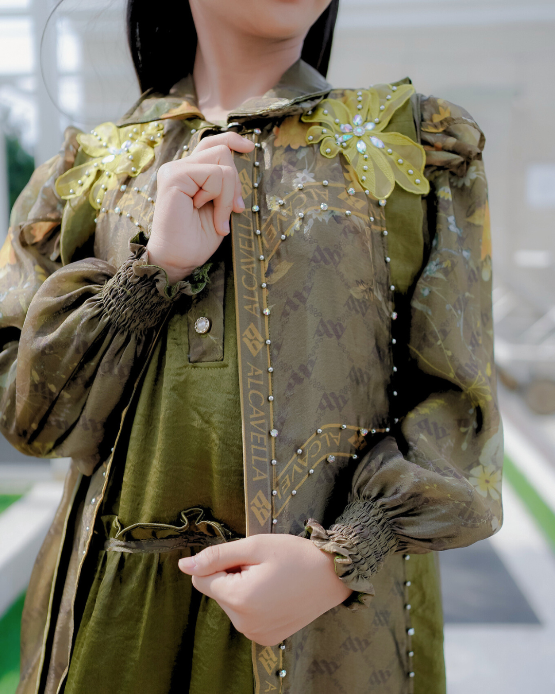 MAHEERA KIDS DRESS - OLIVE