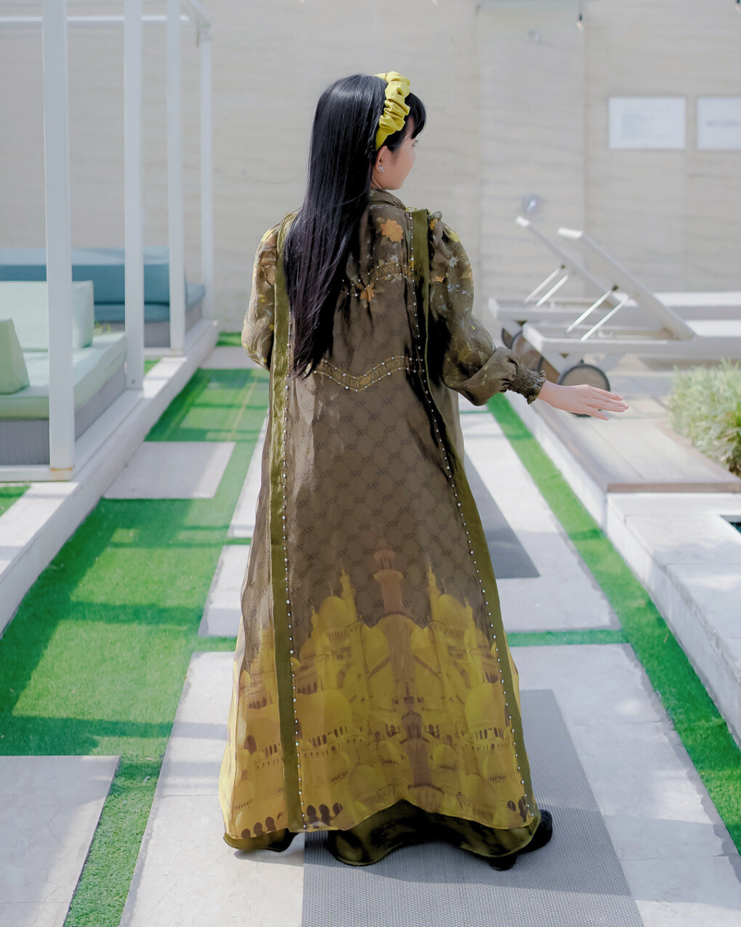 MAHEERA KIDS DRESS - OLIVE