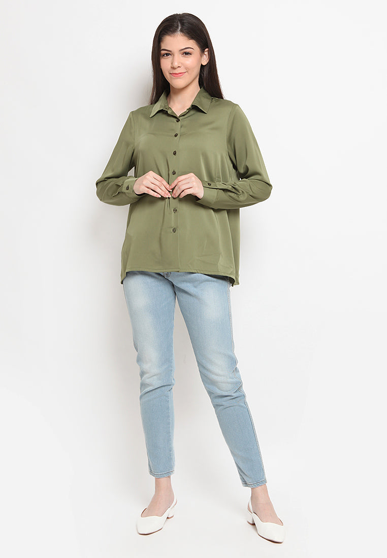 Regular fit satin shirt