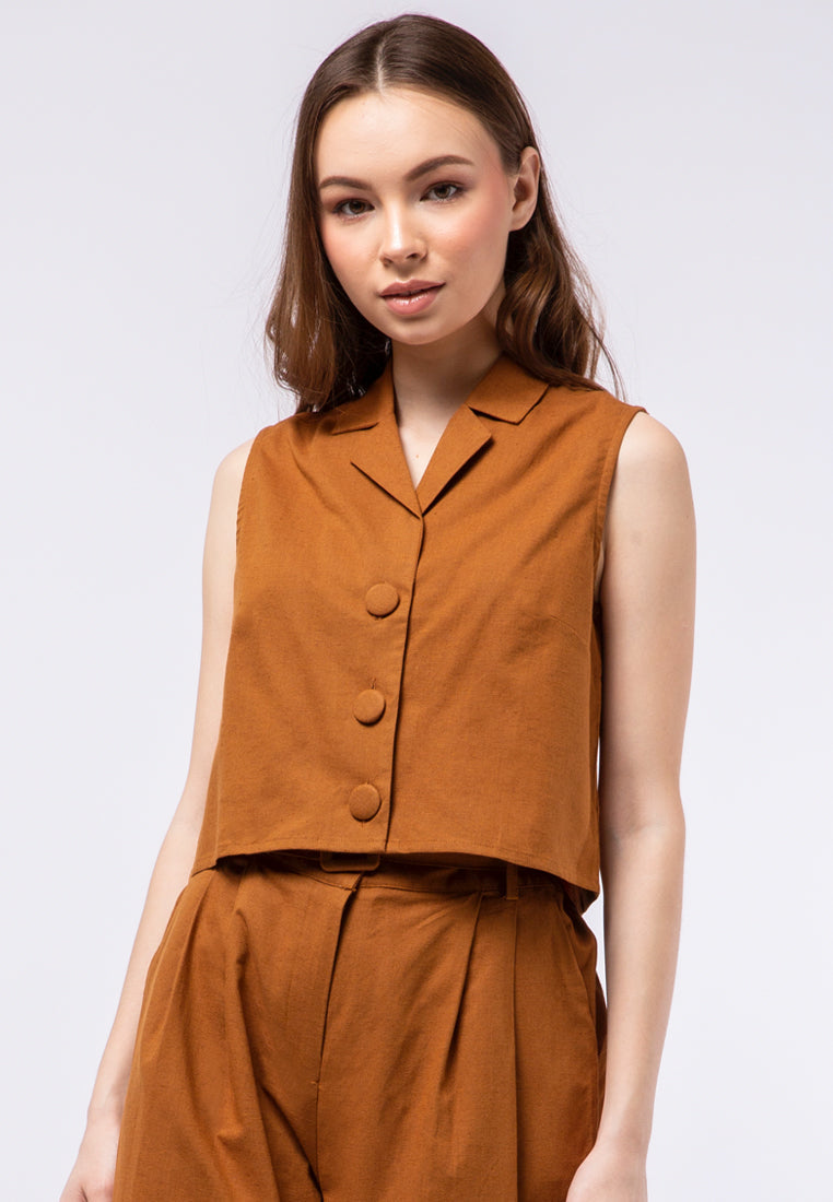 Open Collar Crop Vest