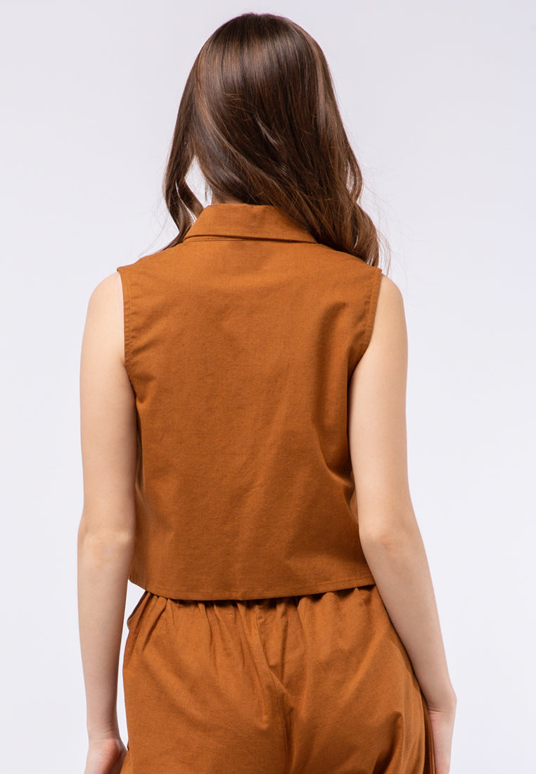 Open Collar Crop Vest