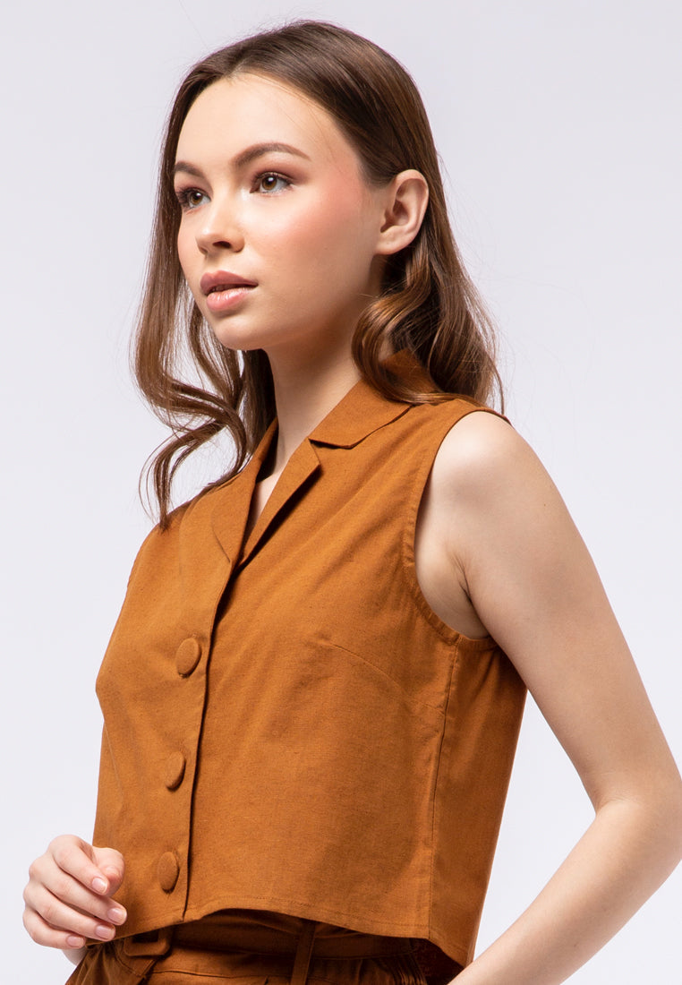 Open Collar Crop Vest