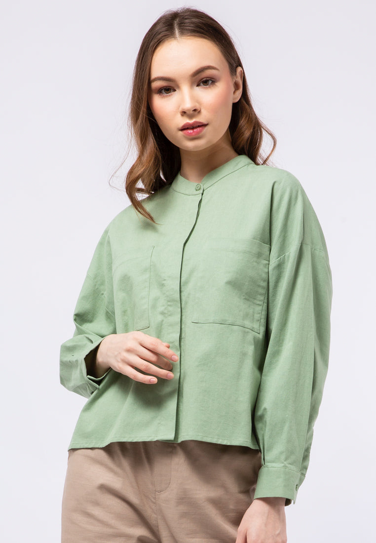 Long Sleeve Boxy Blouse