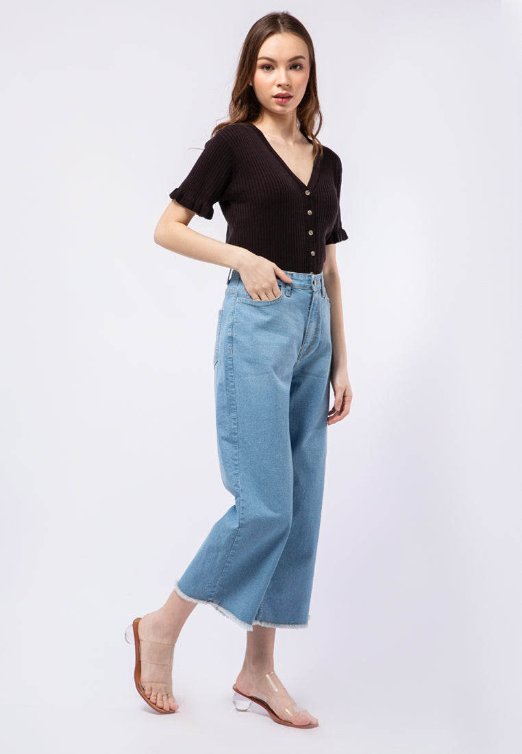 High Waist Straight Denim Pants