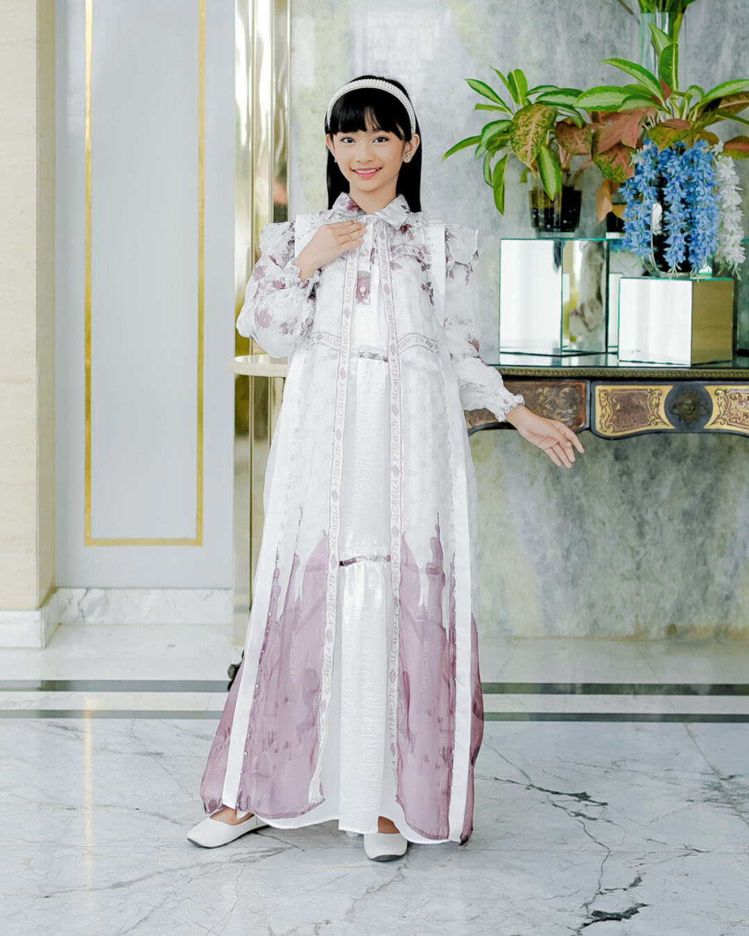 MAHEERA KIDS DRESS - BROKENWHITE