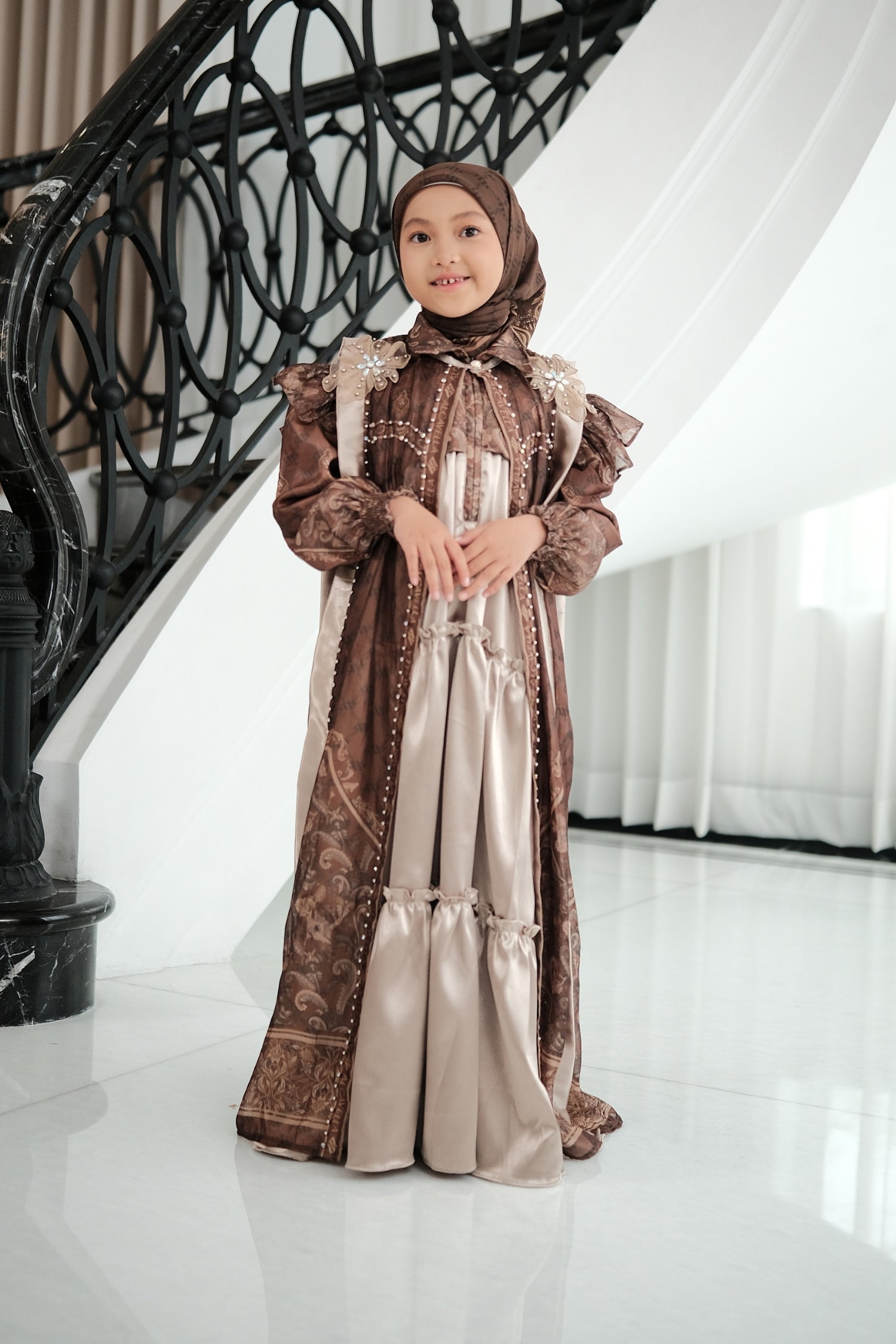 MAHEERA KIDS DRESS - MAHOGANY